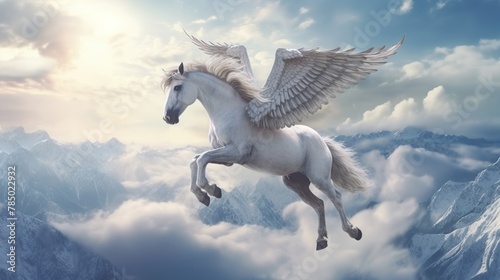 Mystical Pegasus in Mountains © WaniArt