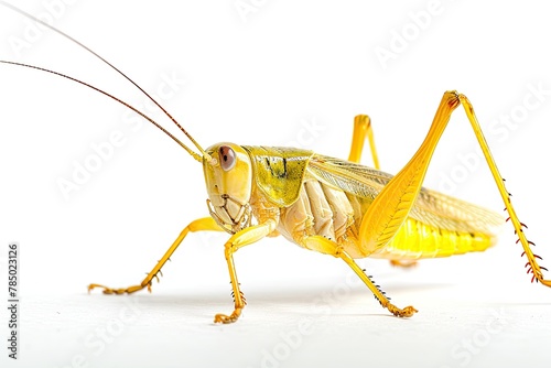 Mystic portrait of Yellow Cricket, beside view, full body shot, Close-up View, 