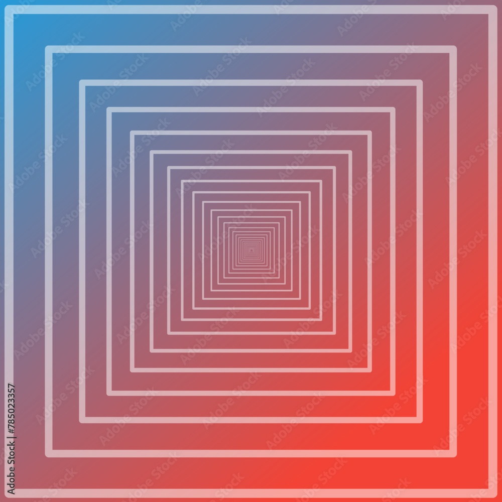 Optical illusion background with faded white square shapes on a light blue and red gradient background Optical illusion background with faded white square shapes on a light blue and red gradient background