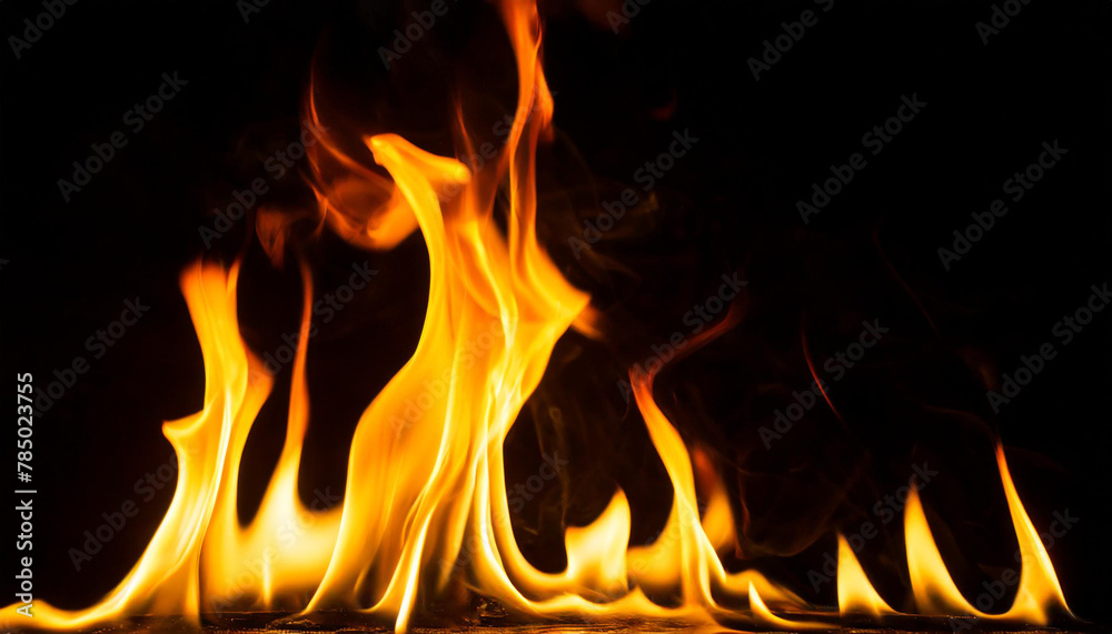 Closeup of fire isolated on black background Closeup of fire isolated on black background