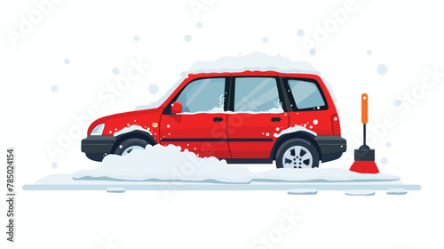 Car snow brush vector illustration isolated on white