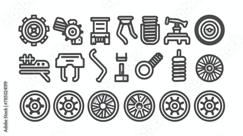Car spare parts icon outline and linear symbol. Flat photo