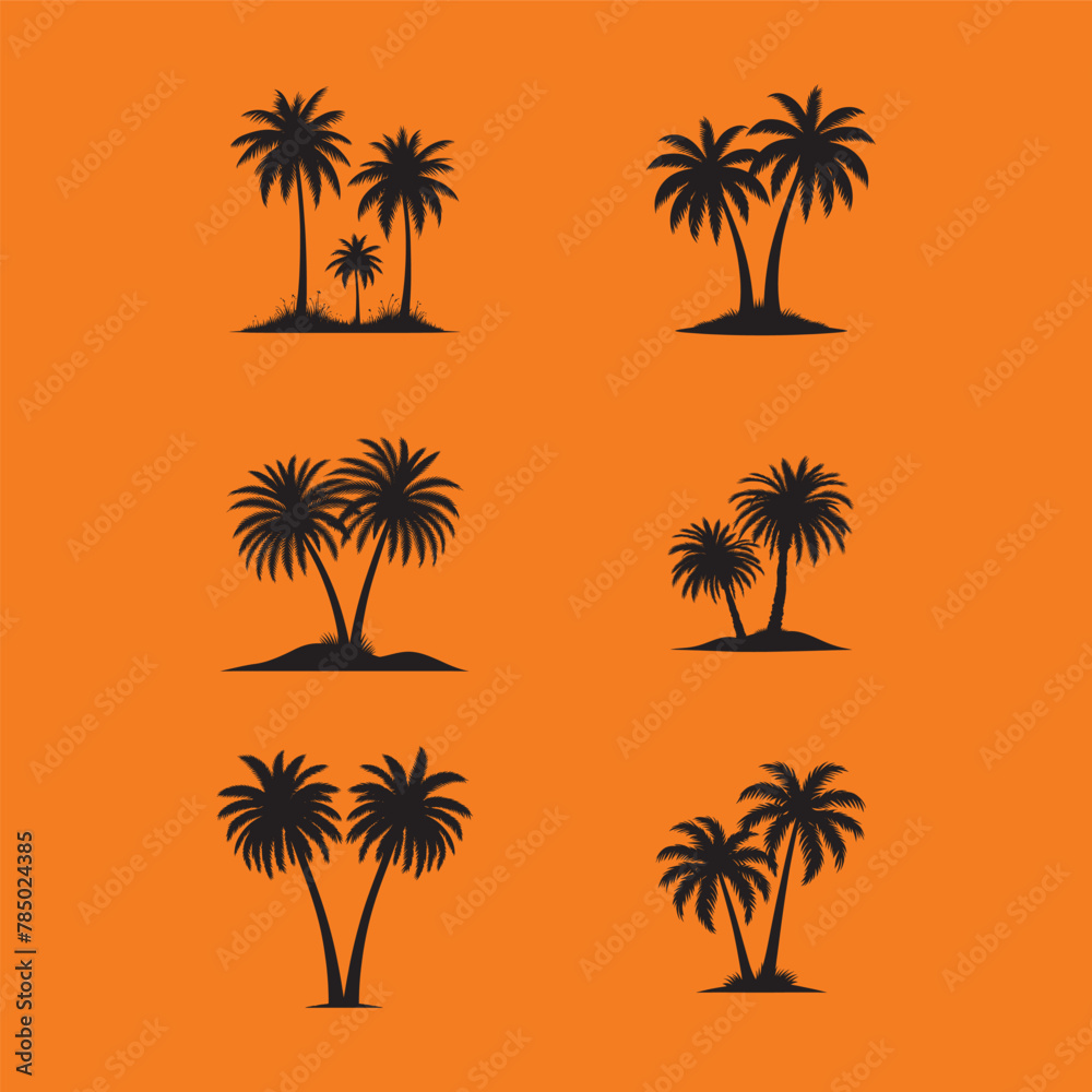 Palm tree bundle black silhouette for t-shirt design