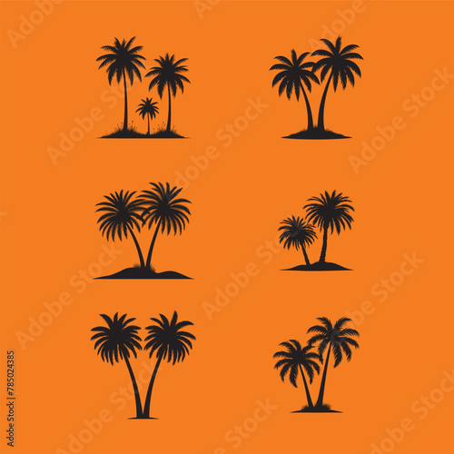 Palm tree bundle black silhouette for t-shirt design