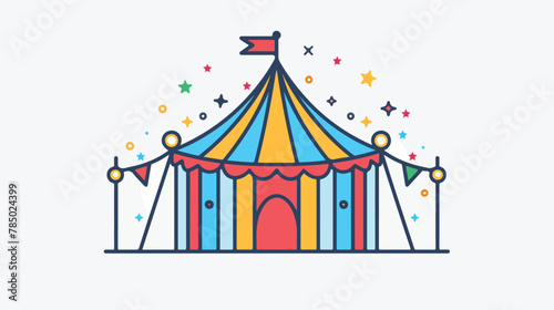 Carnival Circus Round Outline Icon Flat vector