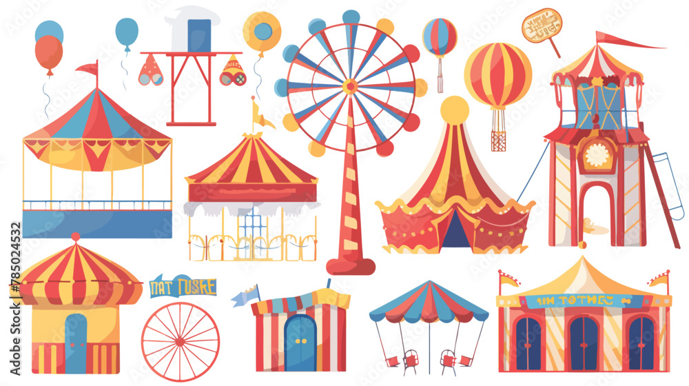 Carnival fair amusement park with circus tent ferris