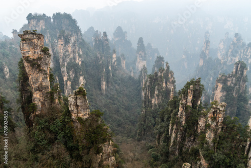 Zhangjiajie  China  Dramatic landscape of the Wulingyuan Scenic Area famous for its sandstone cliff in Hunan province