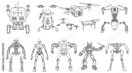 Set of robotics. Civilian industrial and military
