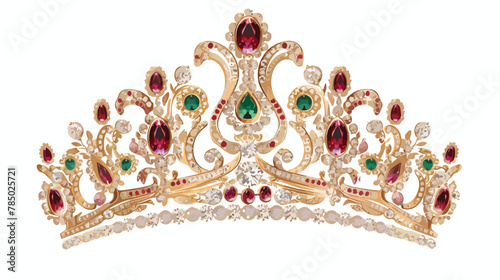Shiny gold crown encrusted with rubies emeralds 