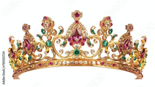 Shiny gold crown encrusted with rubies emeralds 