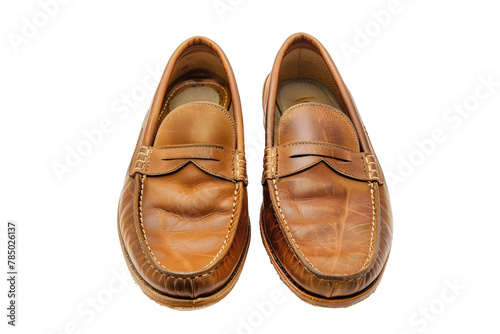 Pair of Brown Leather Shoes on White Background