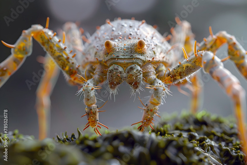 Captivating Close-up of a Arachnid Creature Showcasing its Intricate Exoskeleton and Fascinating Microworld