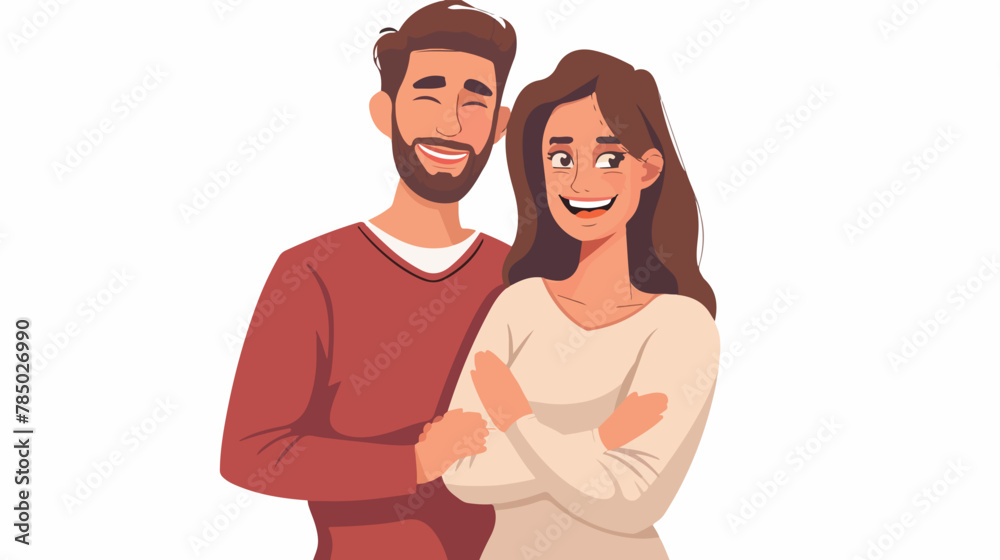 Smiling beautiful couple. Young woman and man standing