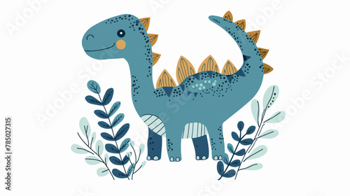Cute dinosaur in boho style. Vector illustration
