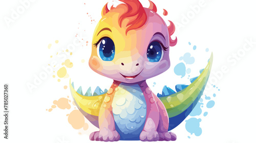 Cute dinosaur in rainbow colors. Vector illustration © Casa