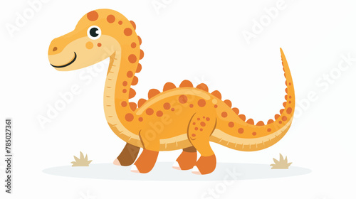 Cute dinosaur isolated on white background. Flat Vector