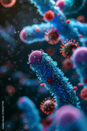 Coevolutionary Dynamics of Vectors and Pathogens in Disease Transmission - 3D Render with Cinematic Photographic Style photo