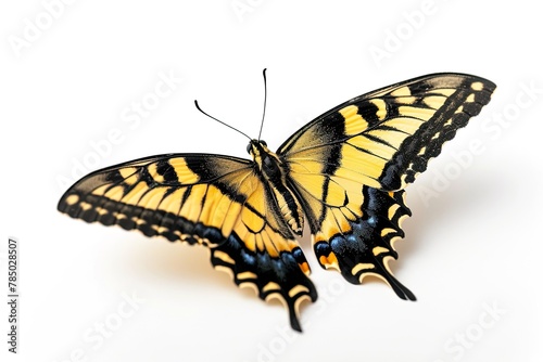Tiger Swallowtail Butterfly on white background, 