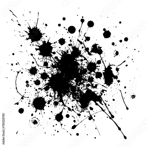 Collection of ink splatters ink splashes el close up of a black and white ink splatter