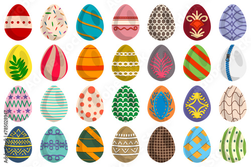 Illustration on theme celebration holiday Easter with hunt colorful bright eggs