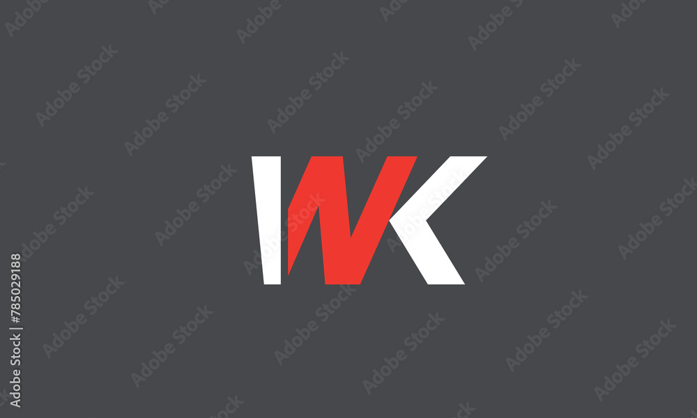 Alphabet letters Initials Monogram logo WK, KW, W and K Alphabet letters Initials Monogram logo WK, KW, W and K