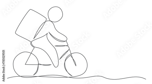 Delivery One line drawing isolated on white background