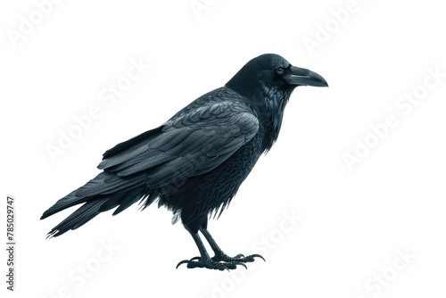Large Black Bird Standing on Top of White Ground photo