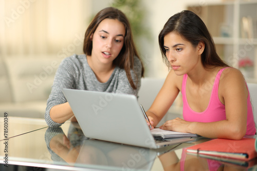 Private teacher teaching online lesson to student