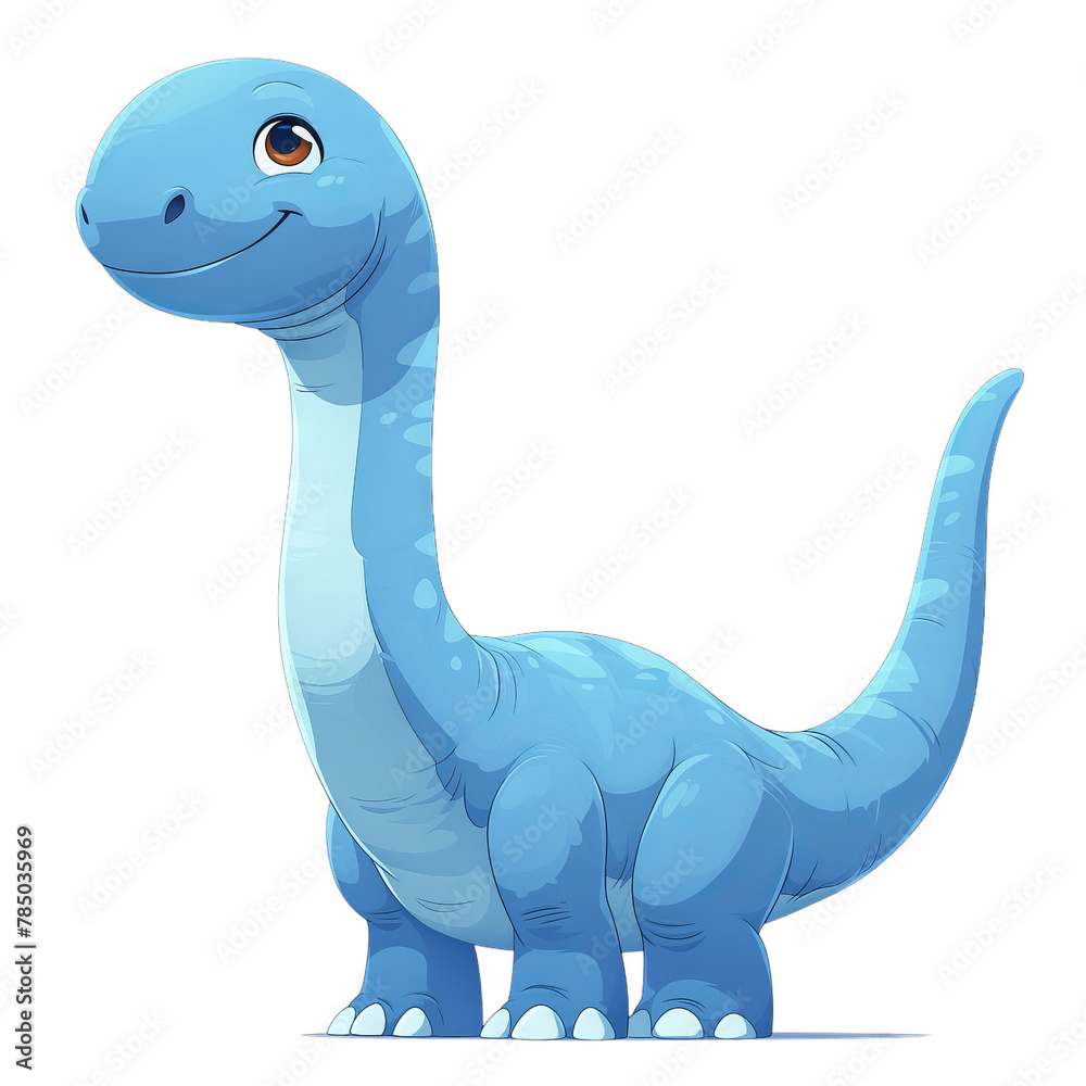 Cute children's painted dinosaur on a transparent background. Isolated cut-out element in cartoon style. diplodocus Cute children's painted dinosaur on a transparent background. Isolated cut-out element in cartoon style. diplodocus