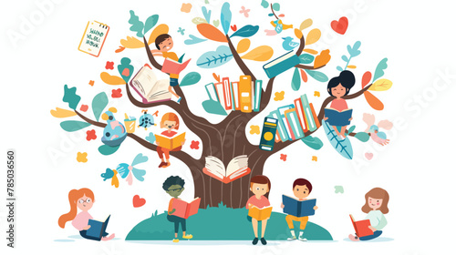 School tree of knowledge and children education. Happy © Rover