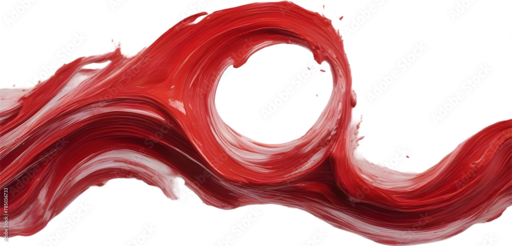 Obraz premium Red wave oil painting using brush technique.
