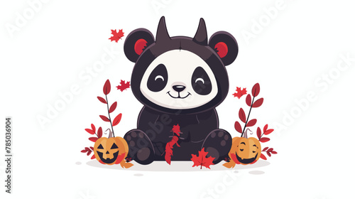 Devil panda in halloween day. Cute halloween cartoon