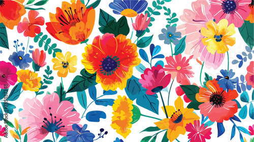 Digital textile Colorfully Flower Allover Flat vector