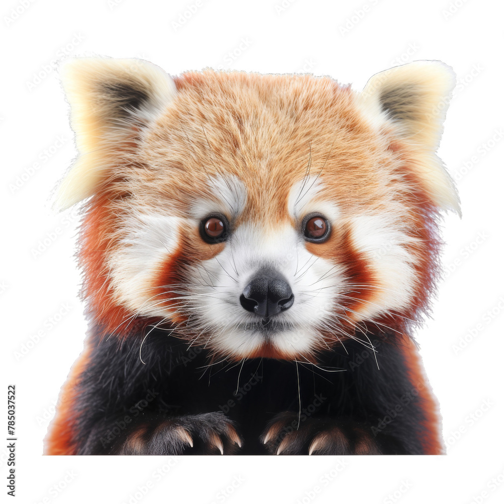 Obraz premium Portrait red panda isolated on transporent background. A wild predatory animal of the canid family