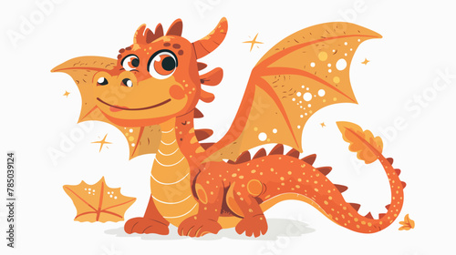 Dragon. Cute monster with wings. Fairy tale.