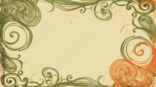 Olive and orange hand-drawn swirls create a border that captures autumn's essence.