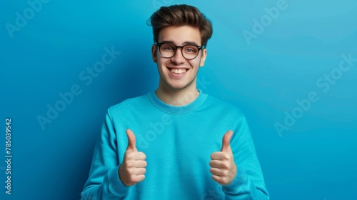 Smiling Man Giving Two Thumbs Up