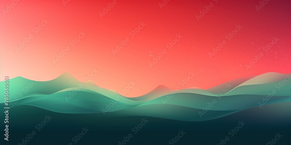 Abstract red and green gradient background with blur effect, northern lights. Minimal gradient texture for banner design. Vector illustration
