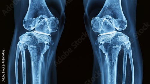 Film x-ray both knee joints show normal human's both knee joints photo