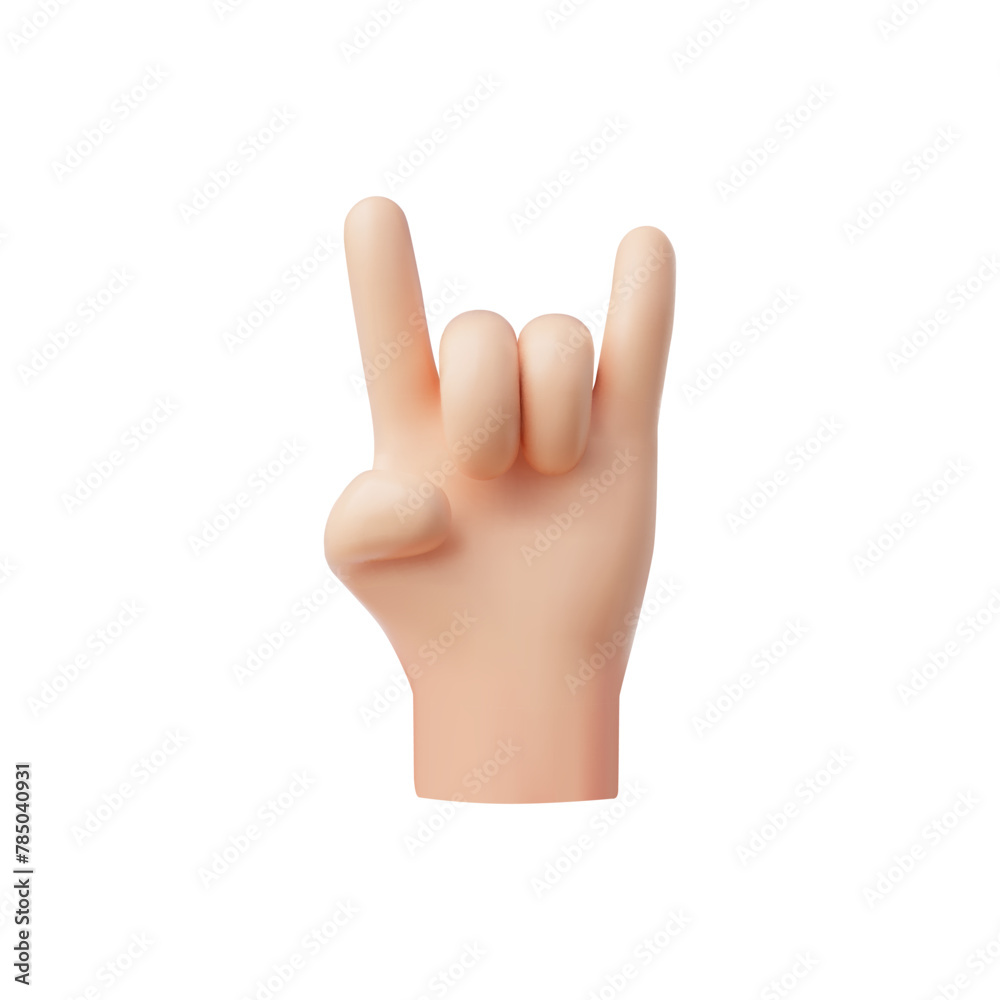 Sign of the horns hand gesture 3D vector icon, rock and roll, metal rock festival music symbol, fan palm gesture emoji Sign of the horns hand gesture 3D vector icon, rock and roll, metal rock festival music symbol, fan palm gesture emoji