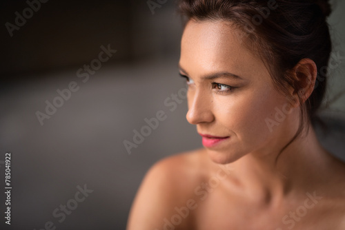 Portrait of a beautiful brown hair mid adult woman