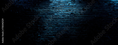鈍く青く光る不思議な素材のレンガで作られた壁 ゲーム ファンタジー 背景
