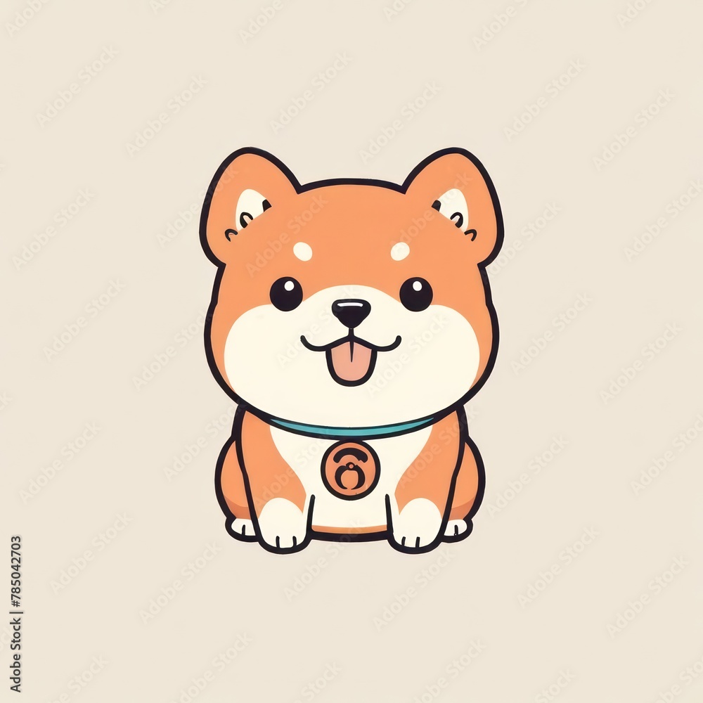 Obraz premium Happy cartoon chiba puppy cute illustration 