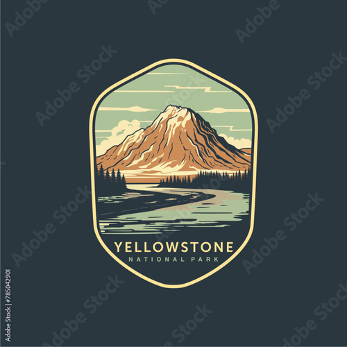 Yellowstone National Park logo badge emblem vector illustration design
