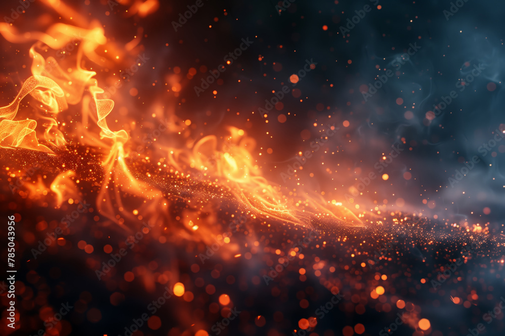 Blurry fire and smoke on black backdrop abstract wallpaper background