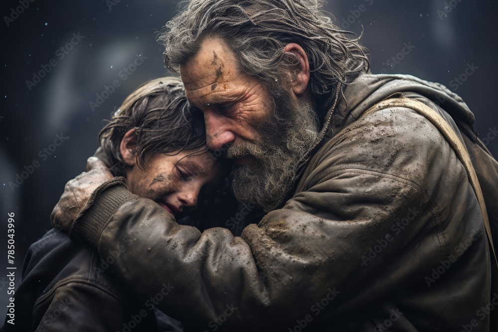 A father figure of any age comforting a loved one in times of need, demonstrating compassion and empathy
A father figure of any age comforting a loved one in times of need, demonstrating compassion and empathy