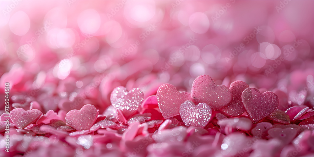 Obraz premium Festive valentine background with pink hearts, suitable for romantic events and celebrations.