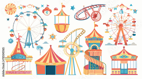 Amusement park map ferris wheel roller coaster carniva