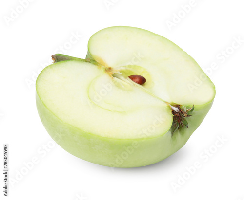 Half of ripe green apple isolated on white