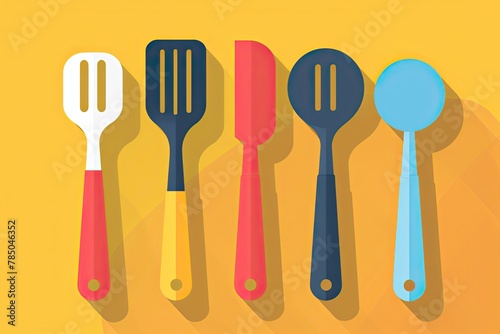 A colored flat design kitchen utensil icon with a long side shadow